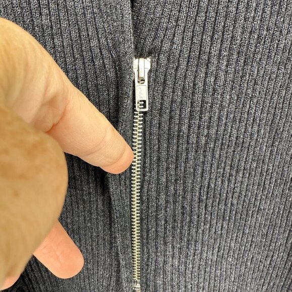 Cabi Oversized Cosmo Ribbed Sweater Zip Front Cardigan Charcoal Gray Size XXS - Picture 4 of 11